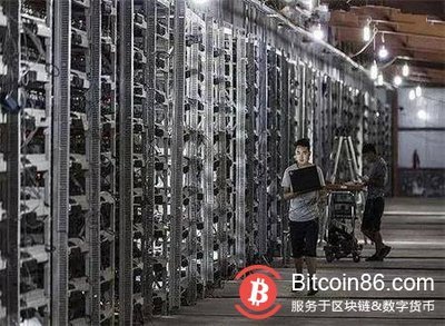 High-performance Bitcoin mining rig in a cooling rack